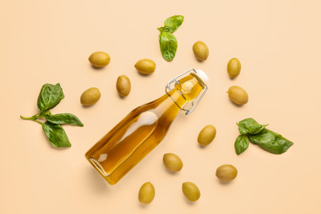 Bottle of fresh olive oil