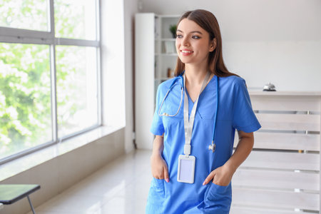 Female medical intern at hospitalの写真素材