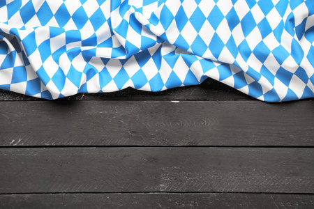 Flag of Bavaria on black wooden backgroundの写真素材