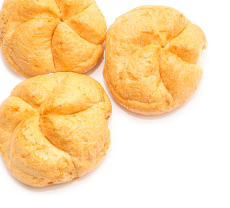 Kaiser rolls on white backgroundの写真素材