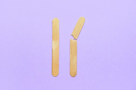 Ice cream sticks on purple backgroundの写真素材