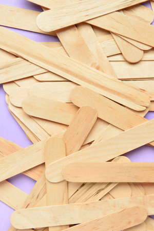 Ice cream sticks on purple backgroundの写真素材