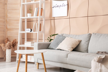 Interior of modern room with shelf unitの写真素材
