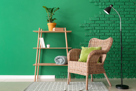 Interior of modern room with shelf unitの写真素材