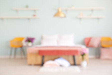 Stylish interior of modern bedroomの写真素材