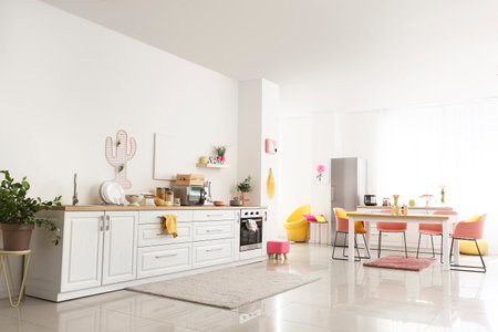 Stylish interior of modern kitchenの写真素材