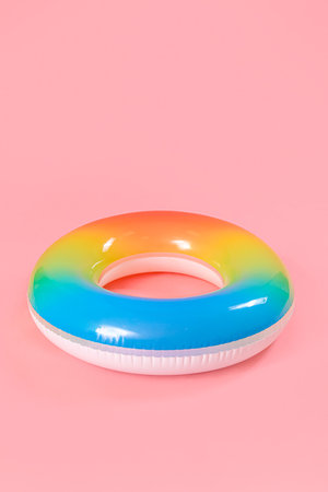 Inflatable ring on pink backgroundの写真素材
