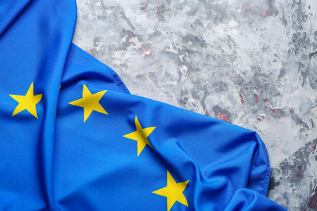 Flag of European Union on gray grunge backgroundの写真素材
