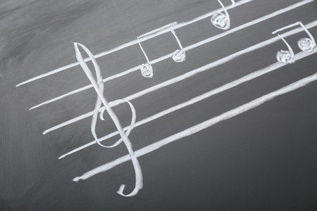 Different music notes on black background