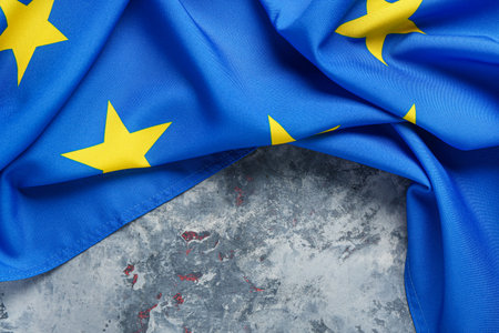 European Union flag on blue background