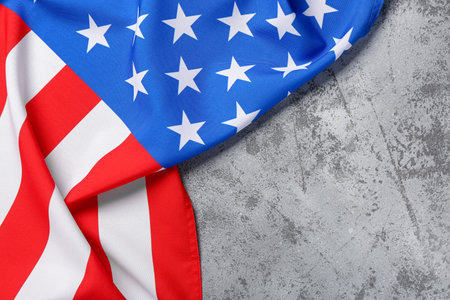 Flag of USA on gray background