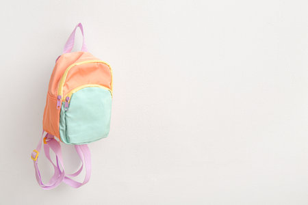 Color school backpack on white backgroundの写真素材