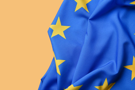 Flag of European Union on yellow background