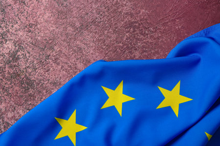 Flag of European Union on grunge pink backgroundの写真素材