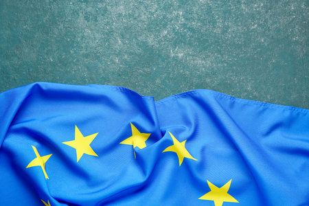 Flag of European Union on green grunge background