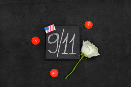 Card with date of National Day of Prayer and Remembrance for the Victims of the Terrorist Attacks on black backgroundの写真素材