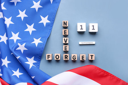 Calendar with date of National Day of Prayer and Remembrance for the Victims of the Terrorist Attacks on gray backgroundの写真素材