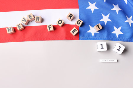 Calendar with date of National Day of Prayer and Remembrance for the Victims of the Terrorist Attacks on gray backgroundの写真素材