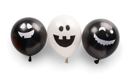 Creative Halloween balloons on white backgroundの写真素材