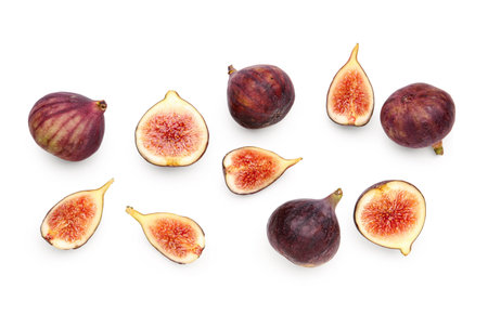 Fresh ripe figs on white backgroundの写真素材