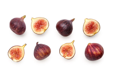 Fresh ripe figs on white background