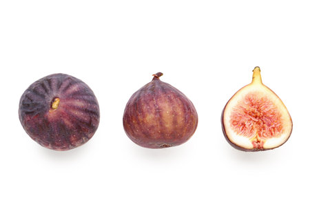 Fresh ripe figs on white backgroundの写真素材