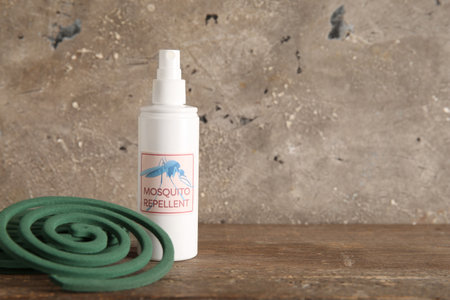 Mosquito repellent products on tableの写真素材