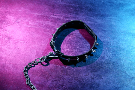 Collar from sex shop on dark backgroundの写真素材