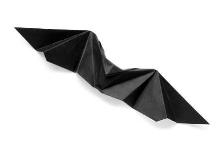 Black origami bat on white backgroundの写真素材