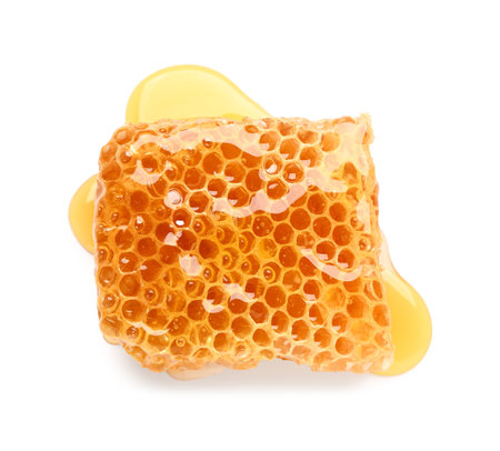 Sweet honeycomb on white backgroundの写真素材