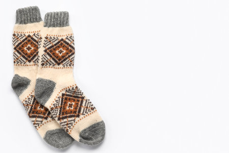 Warm socks on white background