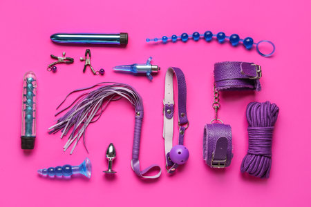 Sex toys on pink backgroundの写真素材