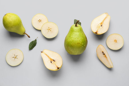 Ripe pears on blue background