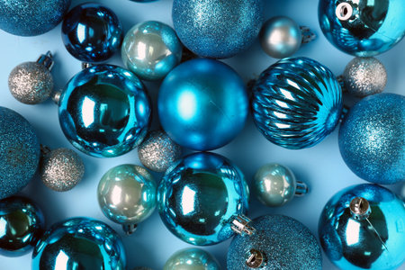 Christmas balls on blue background