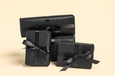 Gift boxes on white background. Black Friday
