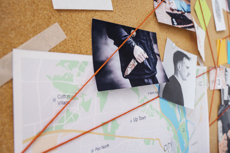 Crime board in FBI agent's office, closeupの写真素材