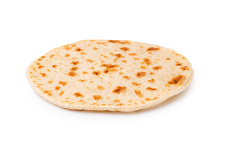 Tasty pita bread on white backgroundの写真素材