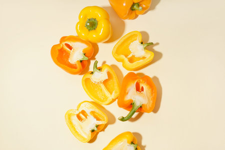 Fresh bell peppers on white background