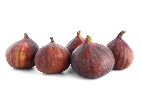 Fresh juicy figs isolated on white backgroundの写真素材