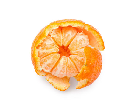 Fresh tangerine on white backgroundの写真素材