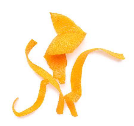 Fresh orange peel isolated on white backgroundの写真素材