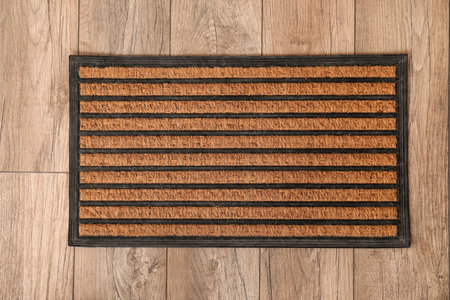 Doormat on floor, top viewの写真素材