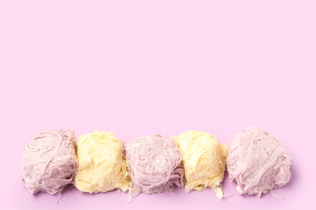 Tasty Turkish Pismaniye on pink backgroundの写真素材