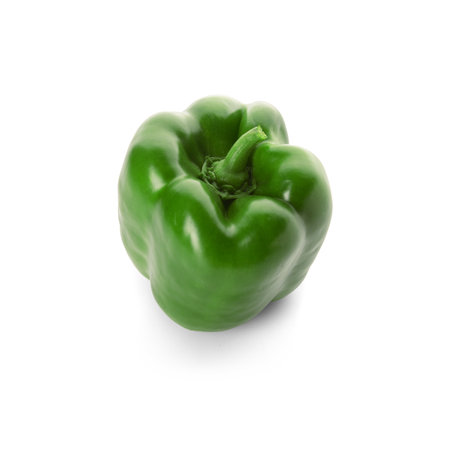 Fresh green bell pepper isolated on white backgroundの写真素材