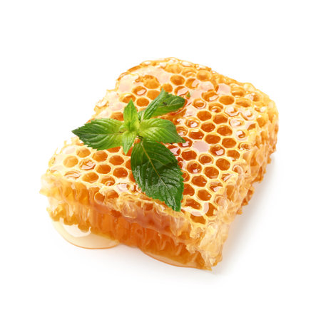Sweet honeycomb on white backgroundの写真素材