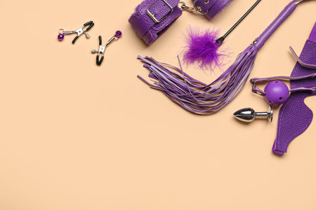 Sex toys on beige backgroundの写真素材