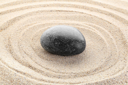 Zen stones in the sand, concept of balance and harmonyの写真素材
