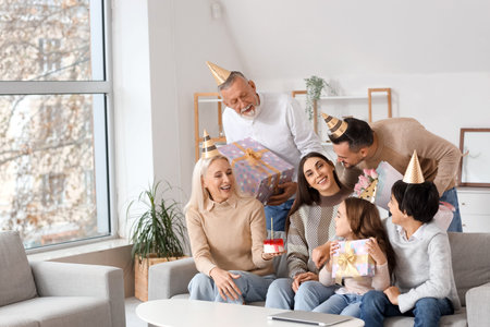 Big family celebrating Birthday at home
