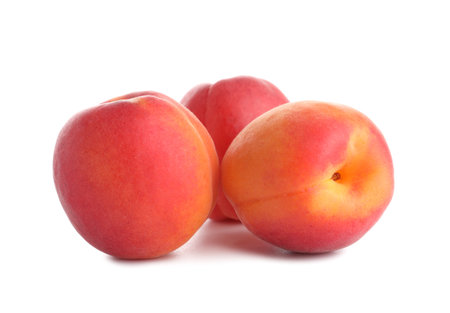 Sweet apricots on white backgroundの写真素材