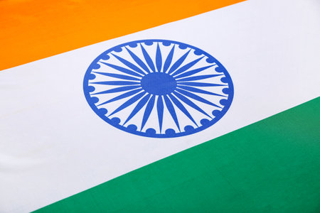 Flag of India as background, closeupの写真素材